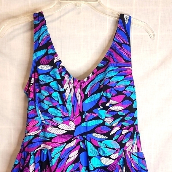 Slimming Swimdress Bright Colors Size 14 Padded Bathing Suit Beach Belle - Picture 6 of 9